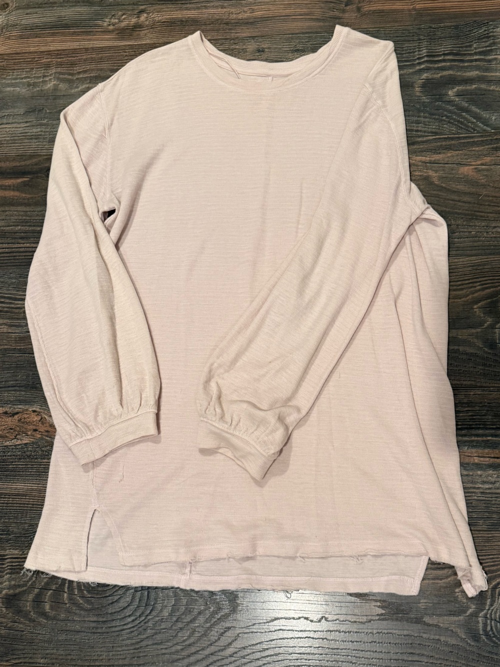 Free People Blush Ribbed Oversized Long Sleeve Tee